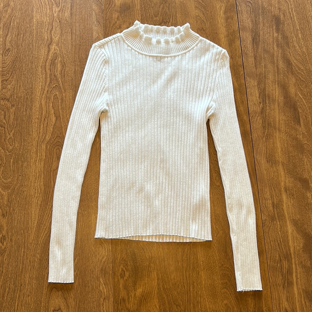 M, Turtle-Neck, White Striped, Apricot-Lane Boutique, Long-Sleeve